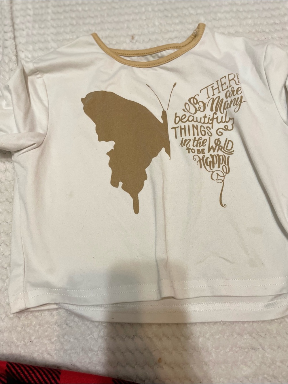 Kids Short Sleeve Tee with Gold Butterfly Graphic - White